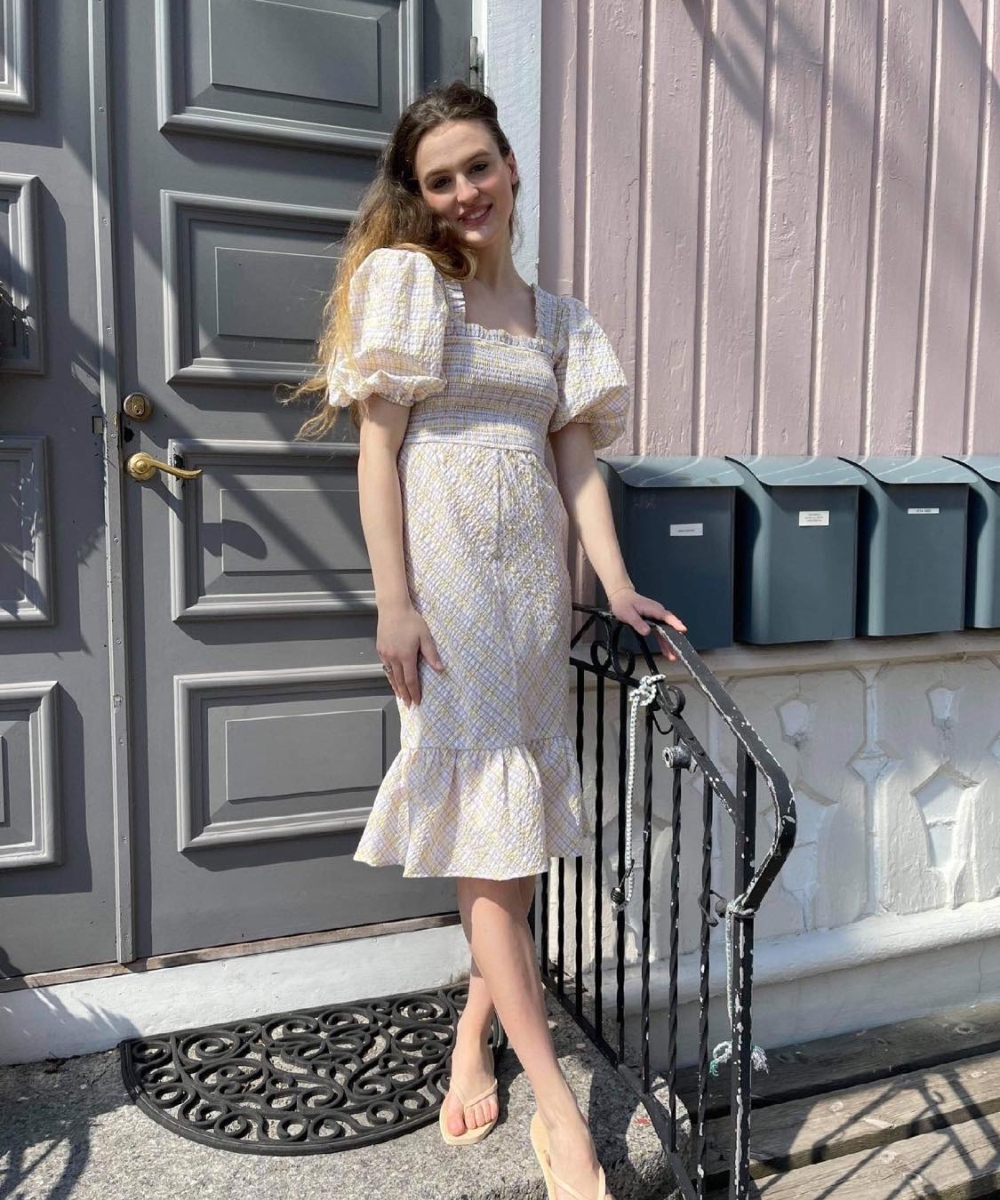 GANNI Seersucker Kjole Multi - Bilde 2