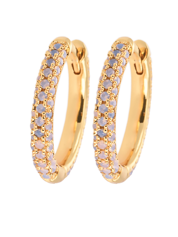 Emilia by Bon Dep Stone Covered Hoops Øreringer M Rosa