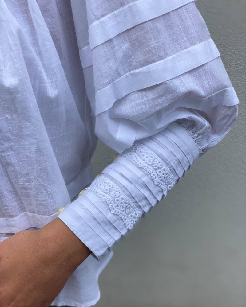 by TiMo Cotton Slub Pleats Bluse Hvit - Bilde 3
