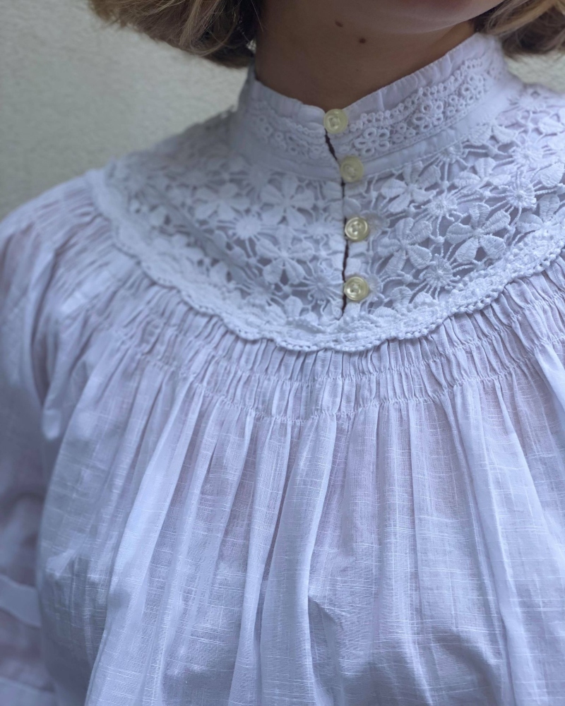 by TiMo Cotton Slub Pleats Bluse Hvit - Bilde 2