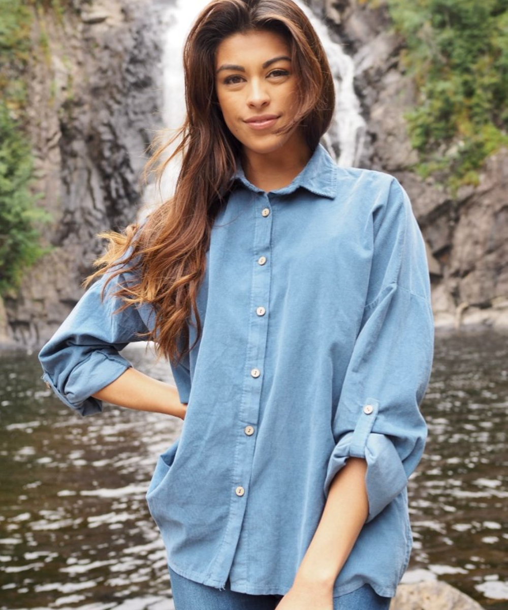 Nectar Julie Babycord Skjorte Denim Blå