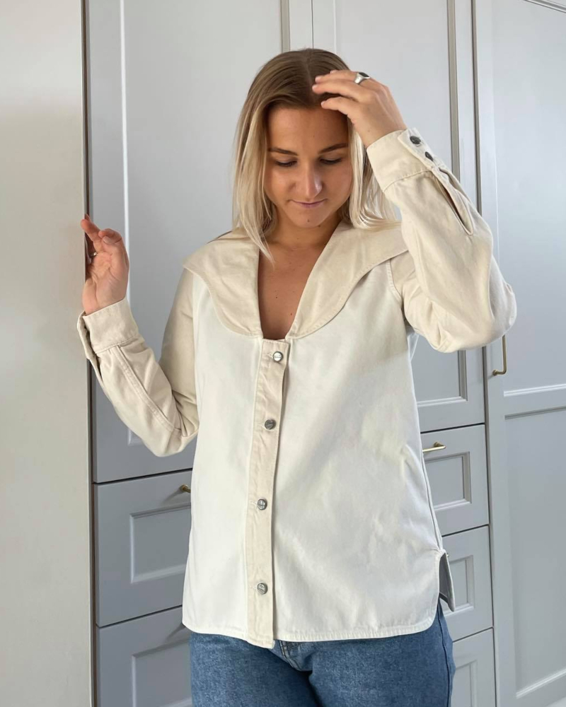 GANNI Cutline Denim Skjorte Vanilla Ice