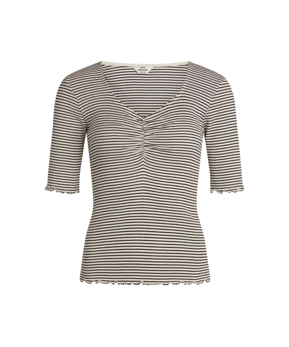 MADS NØRGAARD Tinna T-skjorte Striper Offwhite