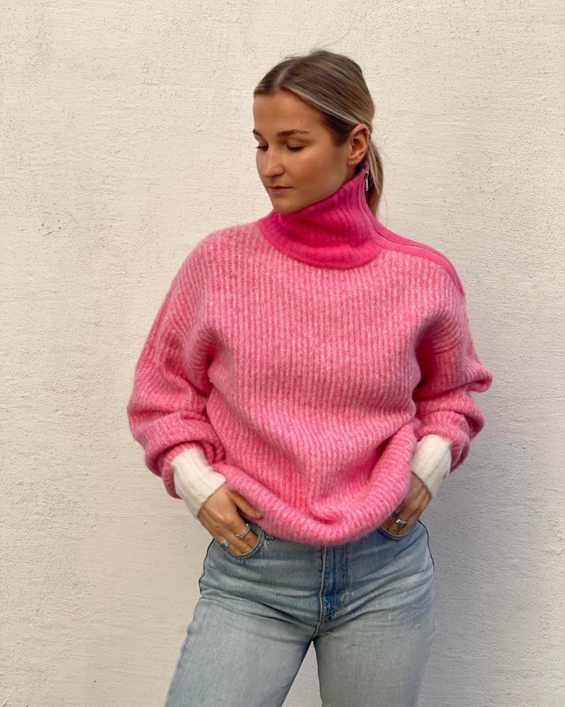 GANNI Soft Wool Knit Genser Rosa
