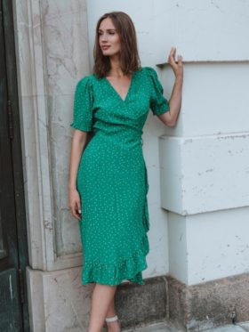 MISSMAYA Irina Midi Emerald Omslagskjole Grønn