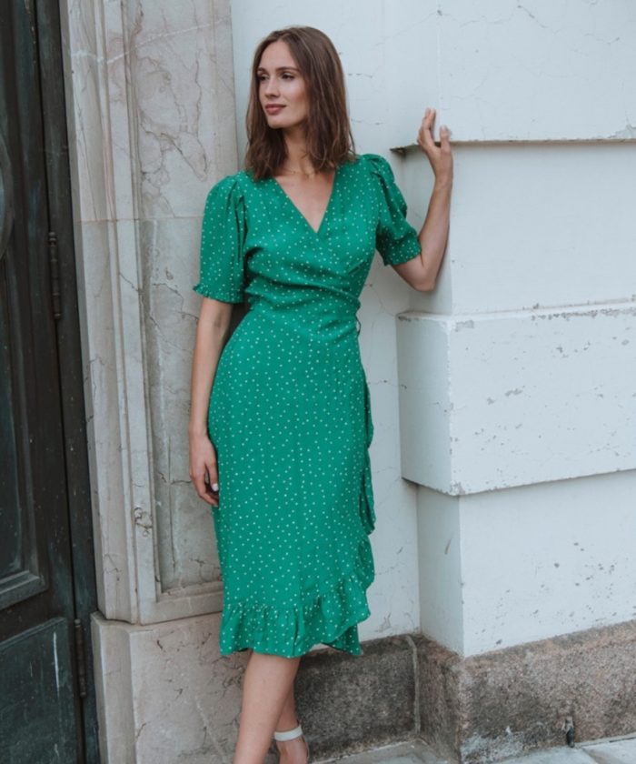 MISSMAYA Irina Midi Emerald Omslagskjole Grønn