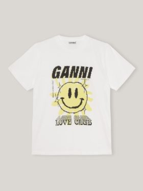 GANNI Light Cotton Jersey T-skjorte Bright White