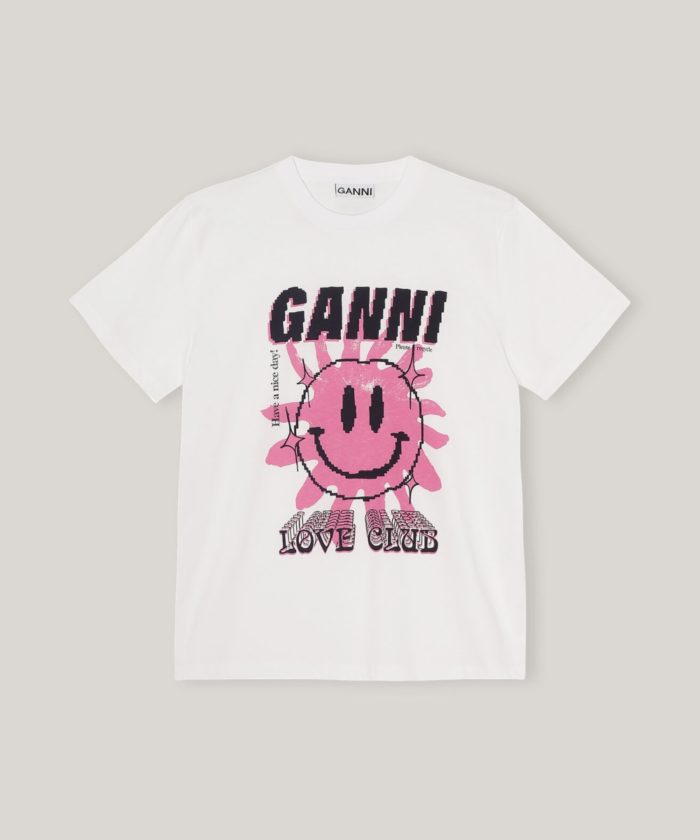 GANNI Basic Cotton Jersey T-skjorte Rosa