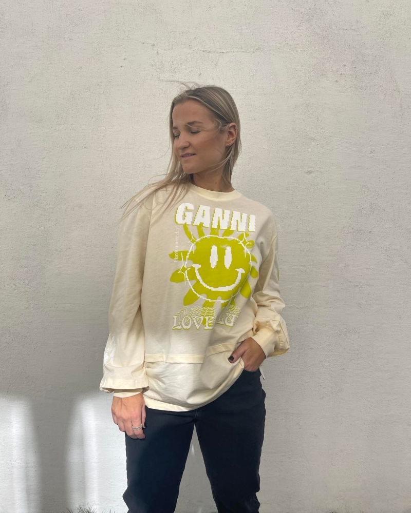 GANNI Light Cotton Jersey Genser Rutabaga