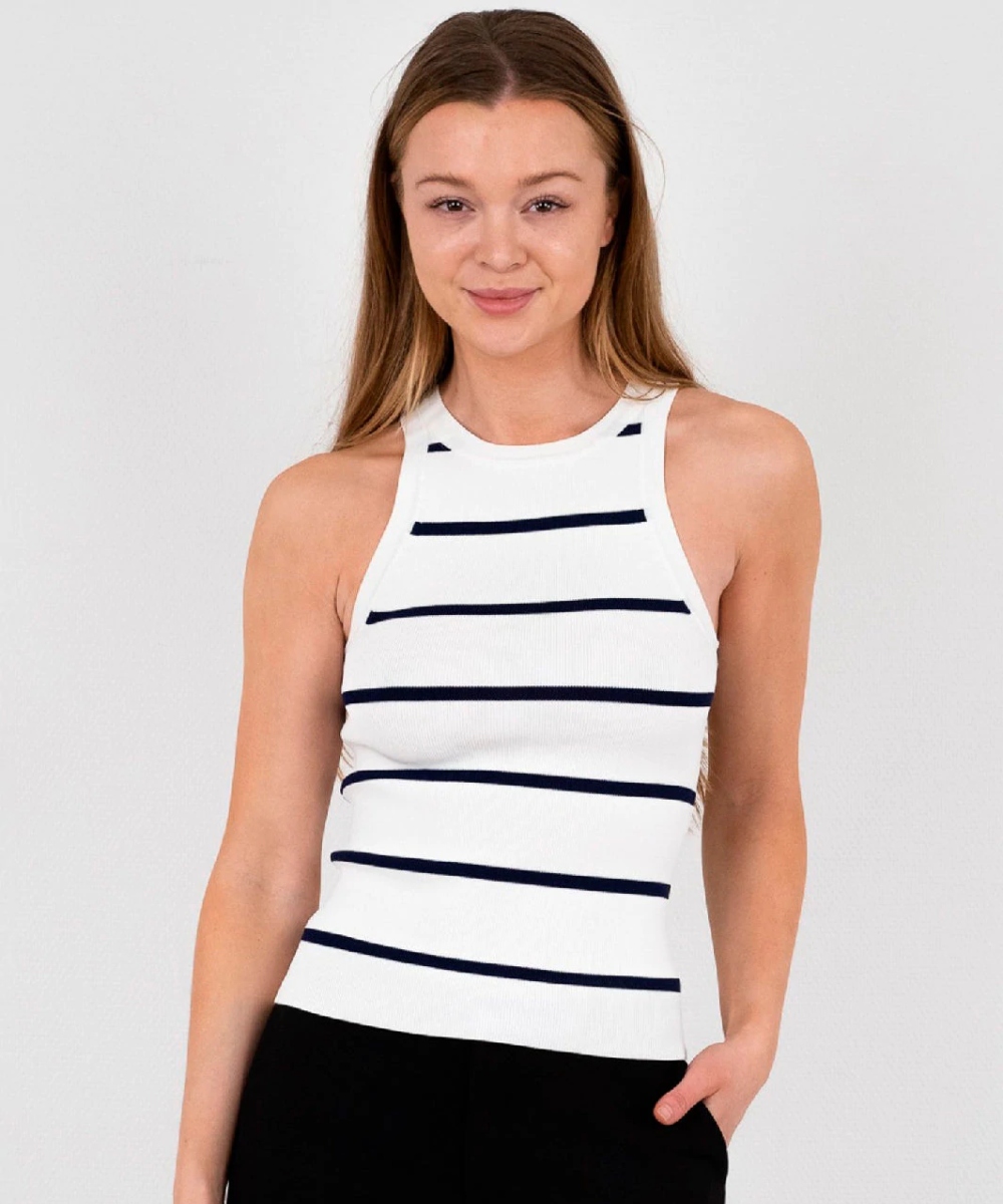 Neo Noir Willy Stripe Knitted Topp Navy