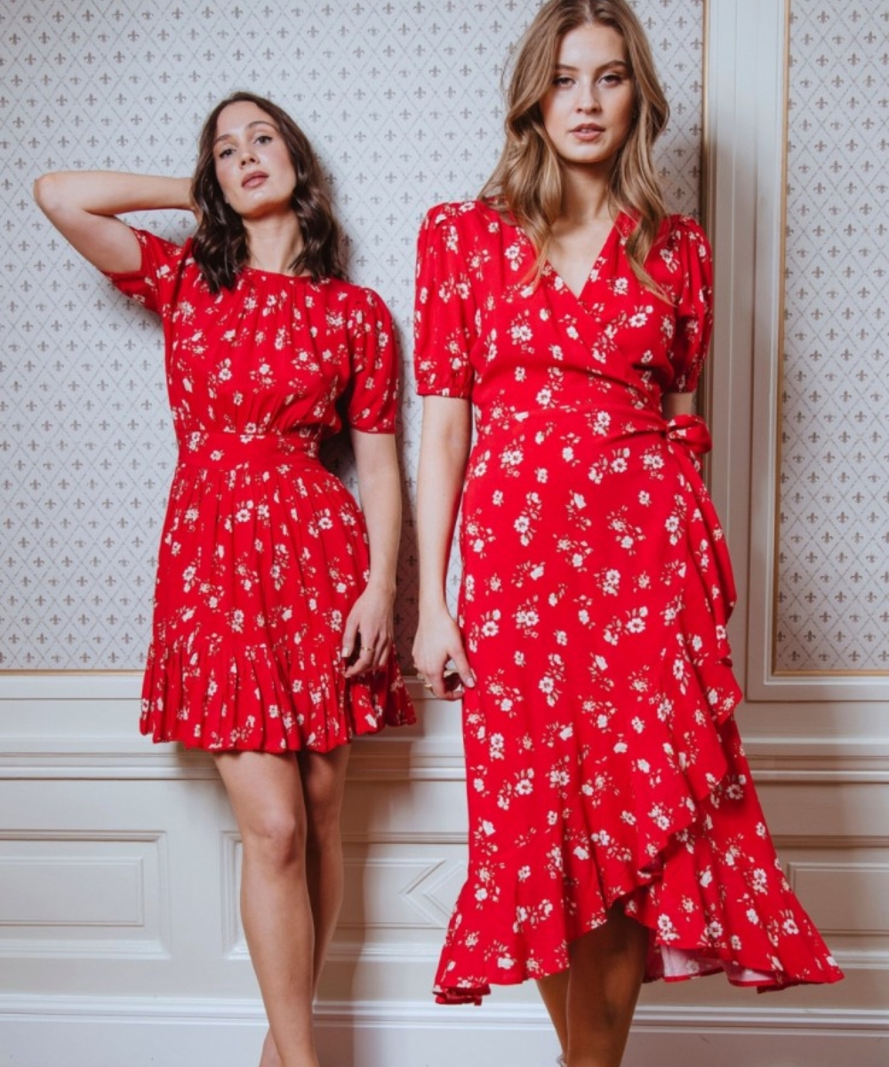 MISSMAYA Nikoline Kjole Midi Vintage Red