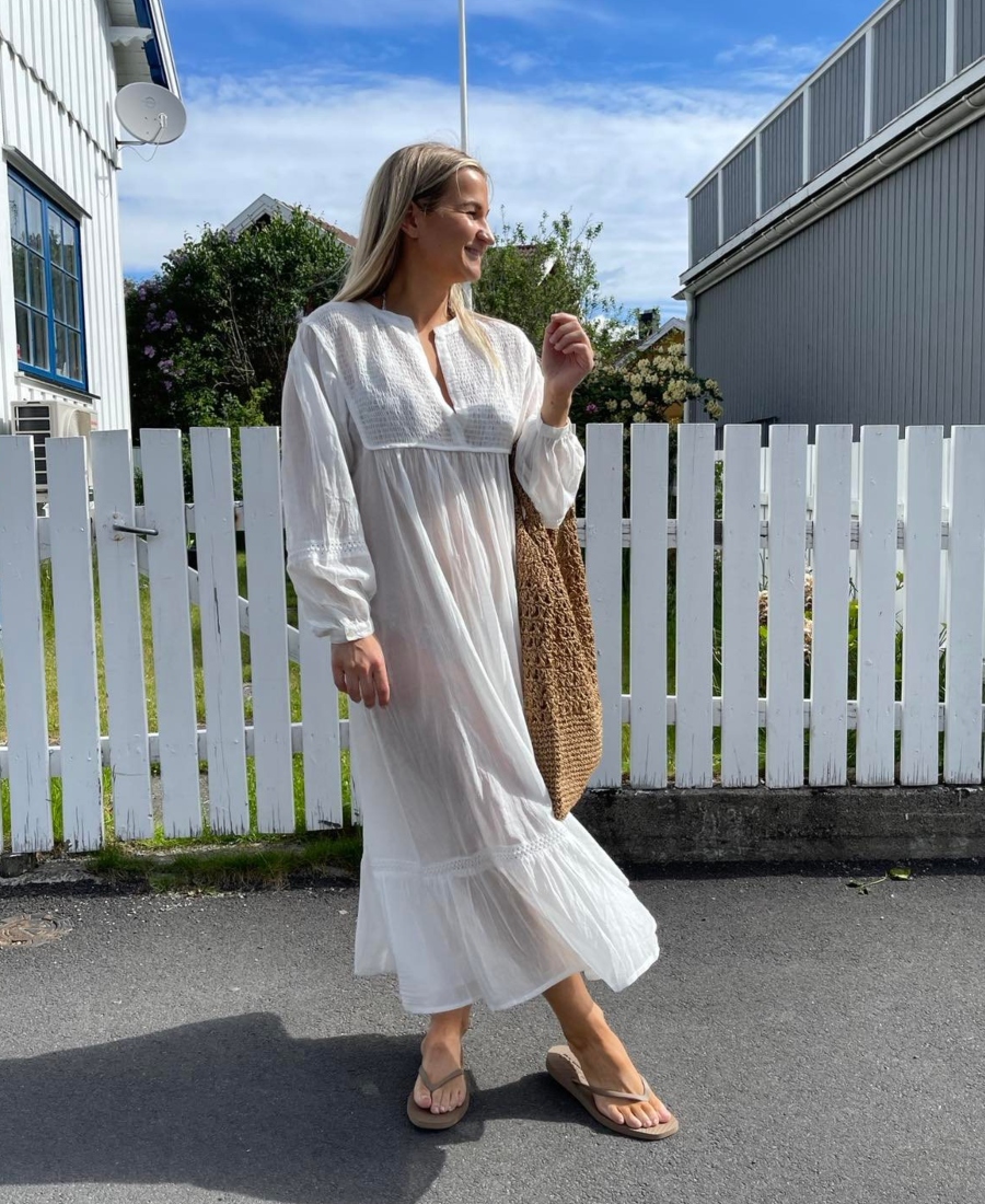 Love Shack by Anouska Solid Smekkekjole Offwhite - Bilde 2
