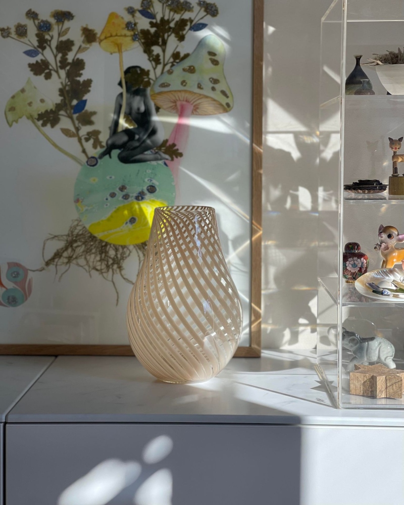 Broste Copenhagen Ada Crosstripe Vase Light Yellow