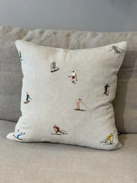 Fine Little Day Skiers Embroidered Pute 48x48
