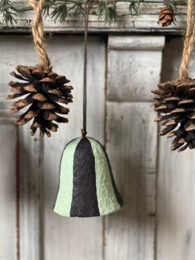 Broste Copenhagen Bell Stripe Pulp Julepynt Lys Grønn