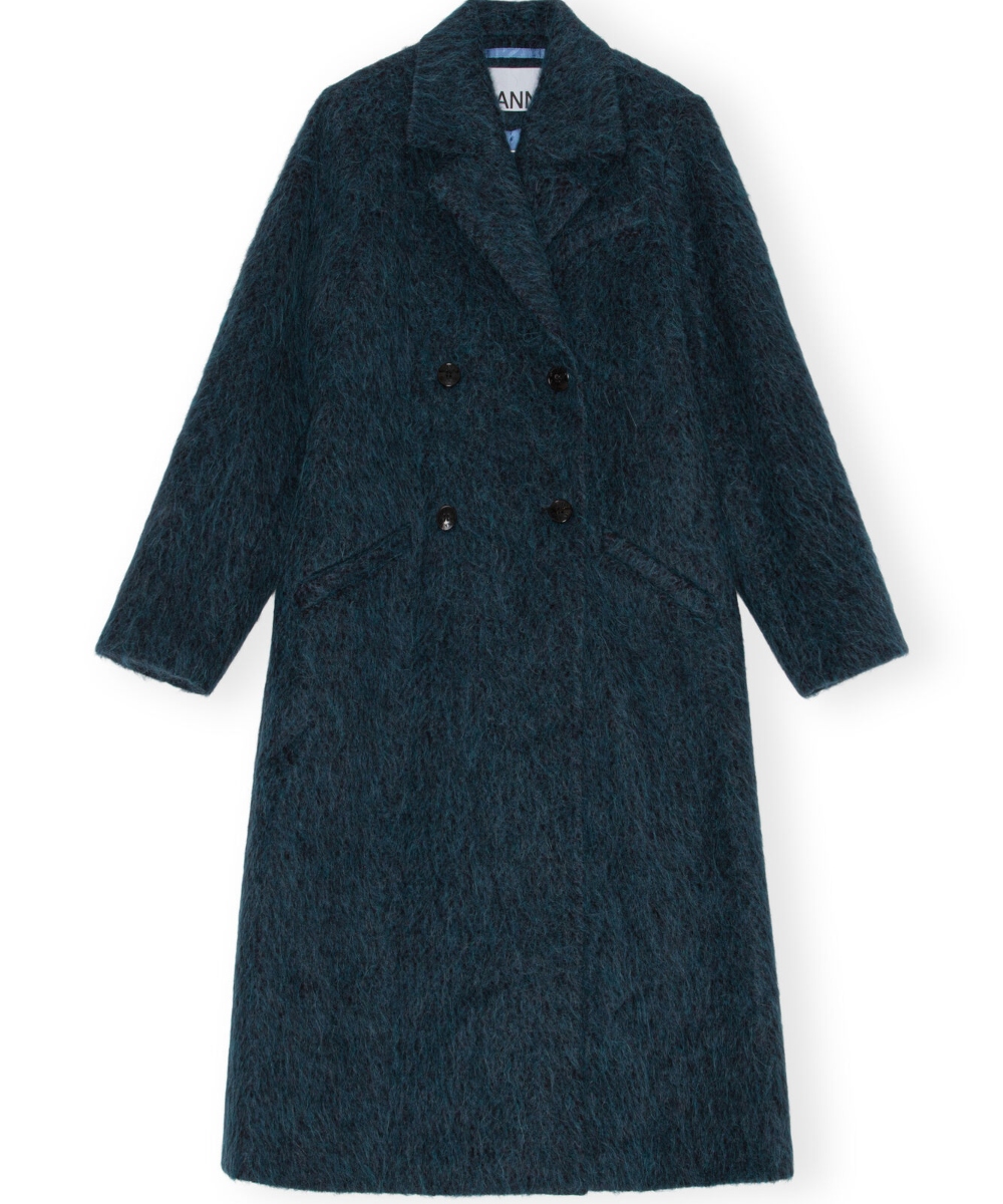 GANNI Fluffy Ull Kåpe Nautical Blue