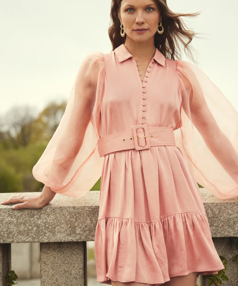 by TiMo Crépe Satin Belt Kjole Blush