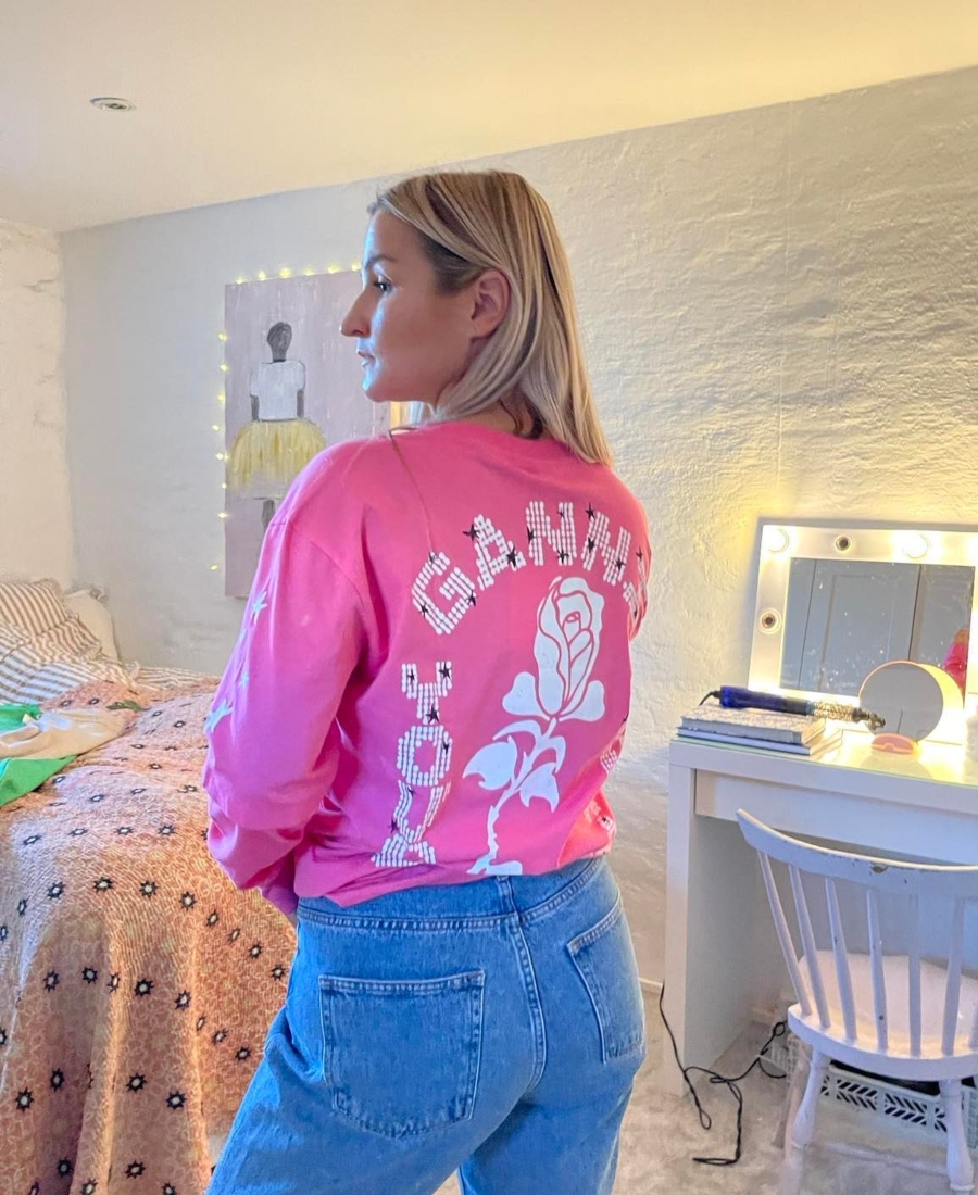 GANNI Light Jersey Layered Long Sleeve Genser Shocking Pink - Bilde 2