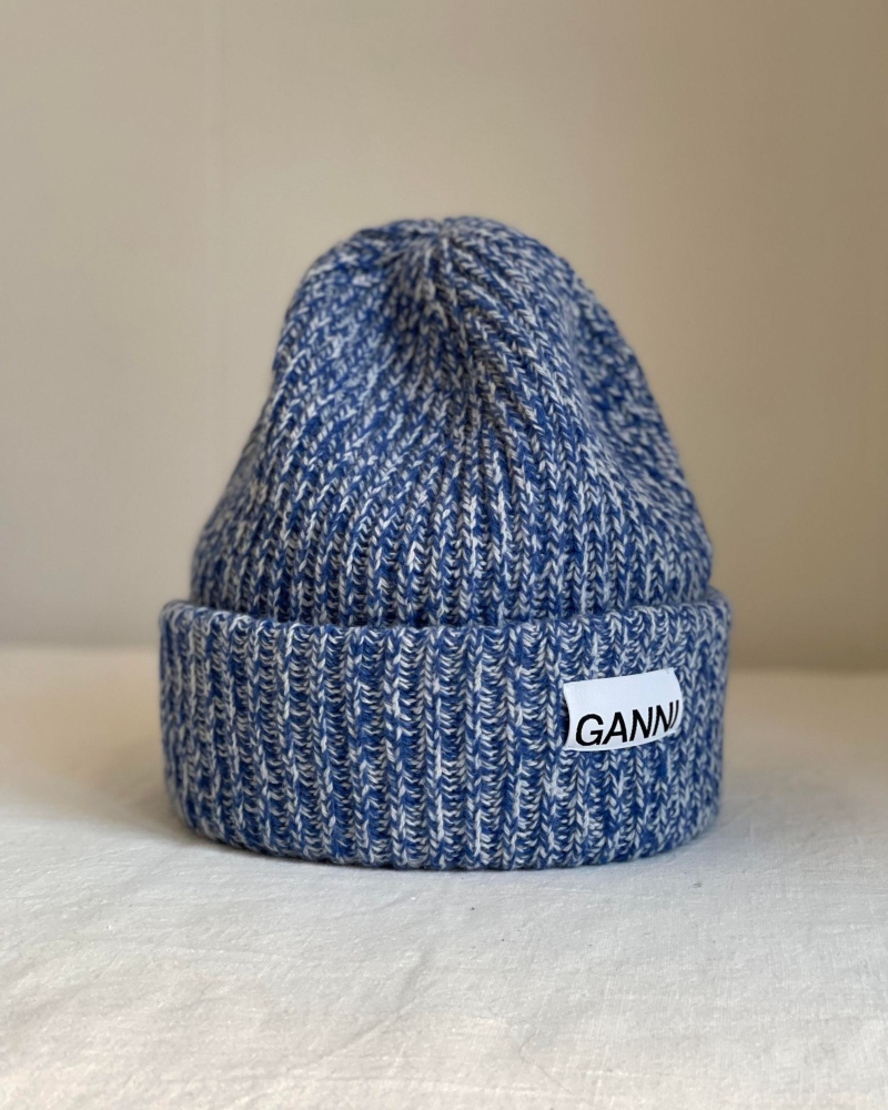 GANNI Structured Rib Beanie Lue Nautical Blue