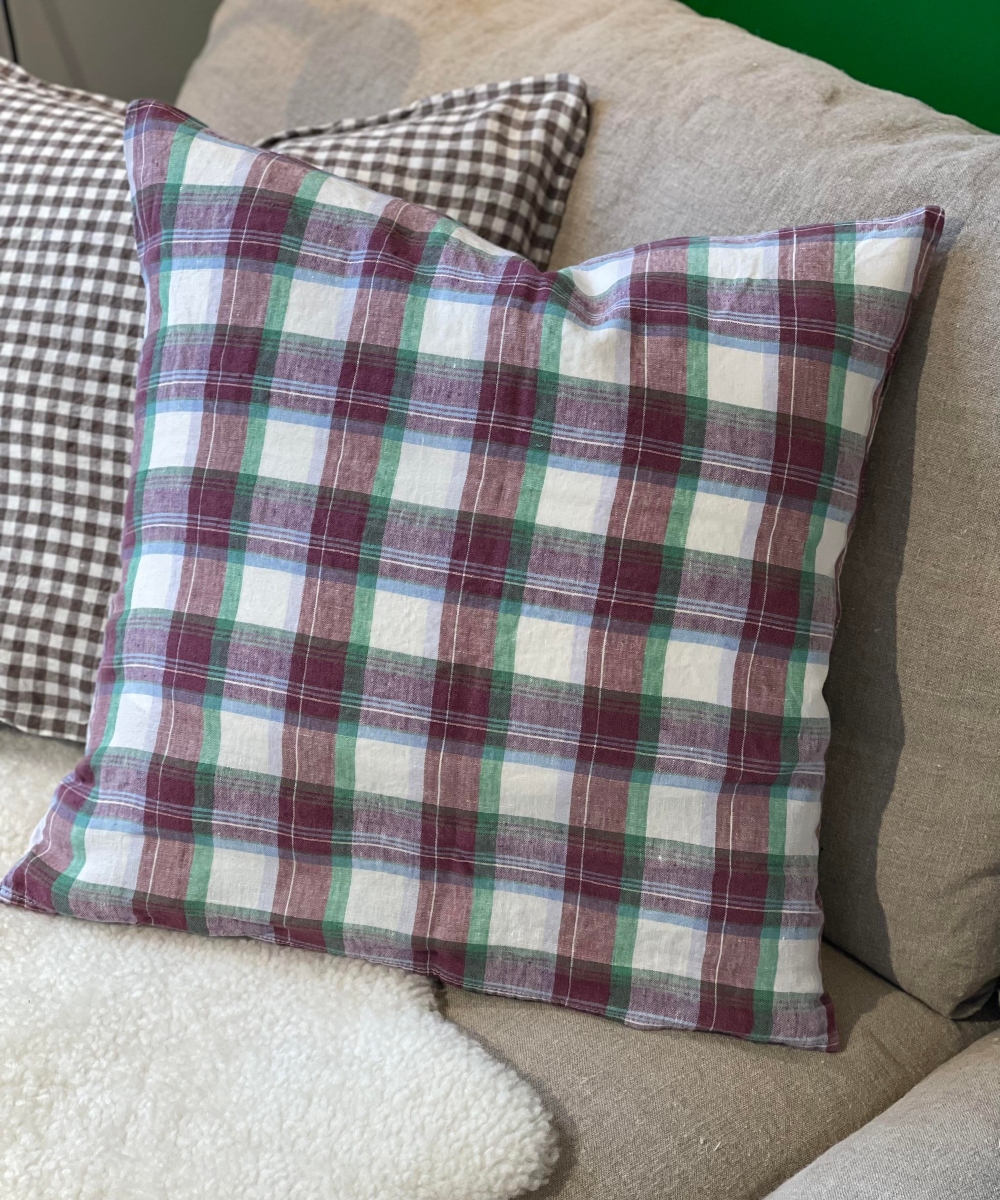 Linge Particulier Pute Plum Madras 50x50