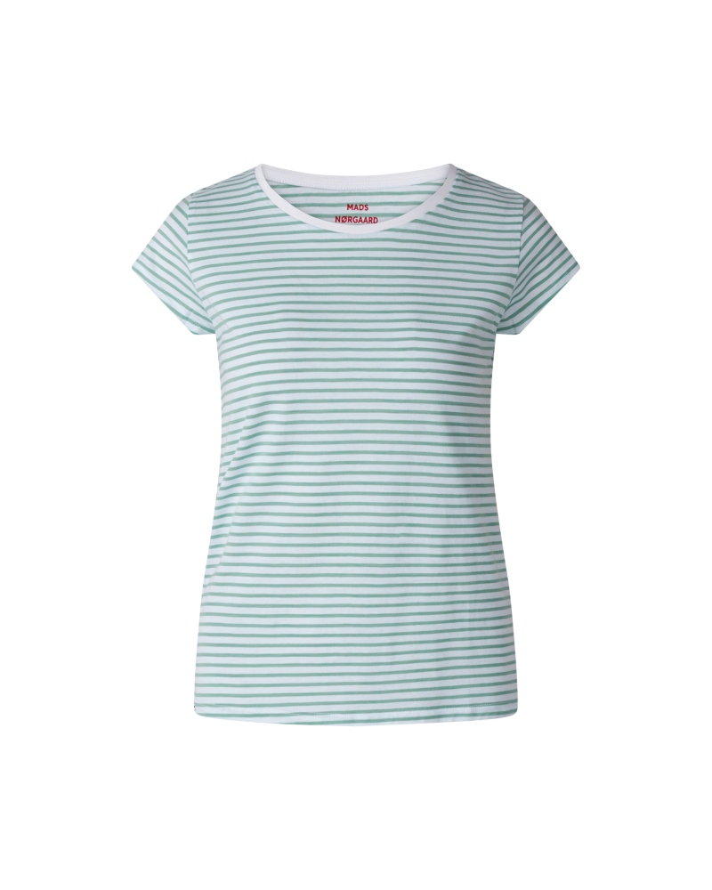 MADS NØRGAARD Teasy T-skjorte Striper Creme de Menthe Briliant White