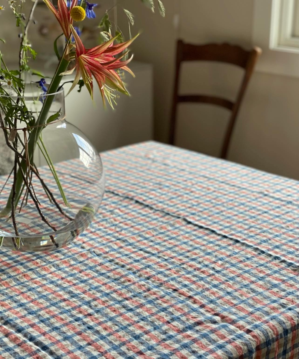 Linge Particulier Duk Coral Blue Gingham 160x350 - Bilde 2