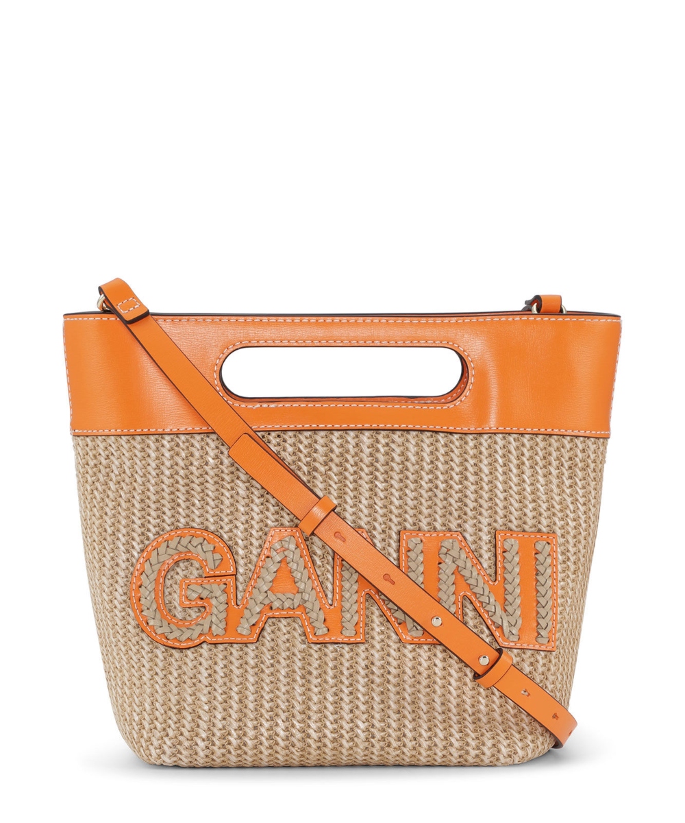 GANNI Kraft Small Tote Raffia Veske Vibrant Orange