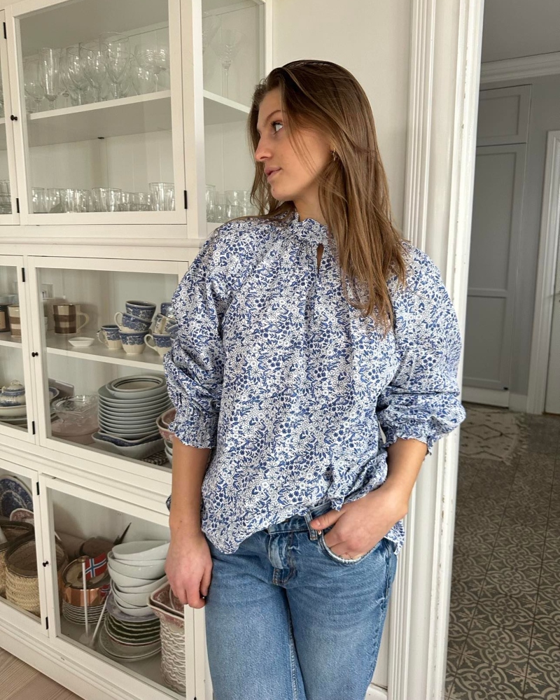 Ane Mone Peyton Bluse Blå Blomstret