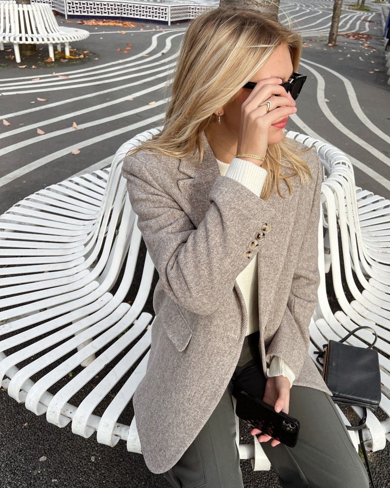 Neo Noir Gaby Twill Blazer Sand Melange - Bilde 3