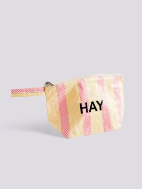 HAY Candy Stripe Wash Bag Toalettmappe S Rosa Gul