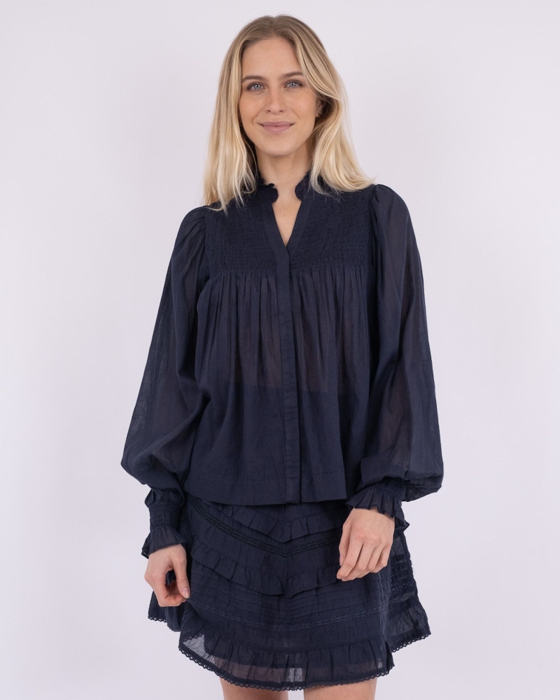 Neo Noir JiIl S Voile Bluse Navy