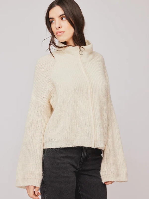 Untold Stories Florie Zip Cardigan Offwhite