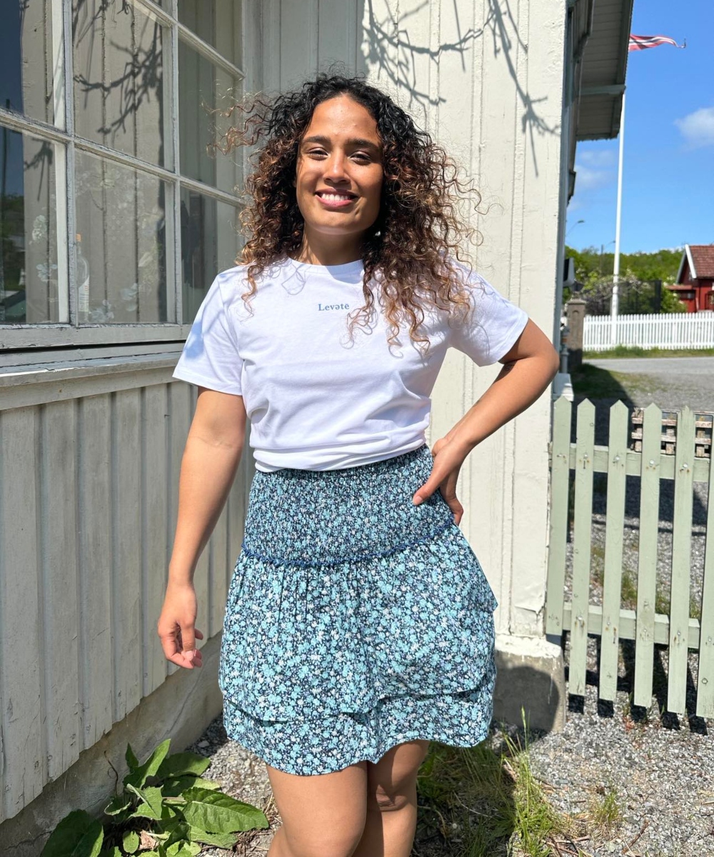 BY IDA Henny Skjørt Lys Blå Blomster Onesize