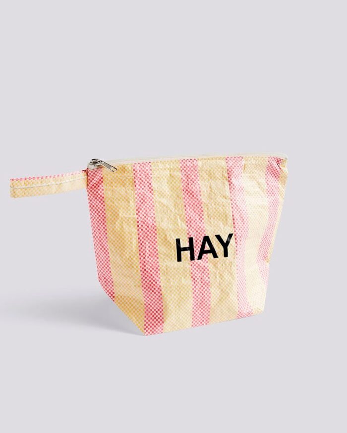 HAY Candy Stripe Wash Bag Toalettmappe M Rosa Gul
