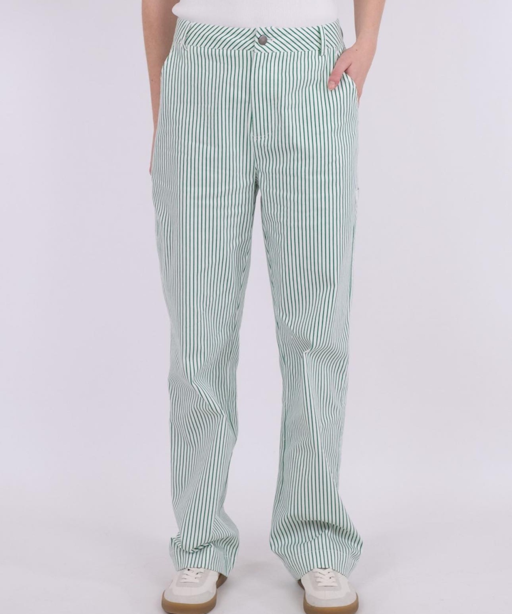 Neo Noir Zuzan Big Stripe Bukse Grønn Offwhite