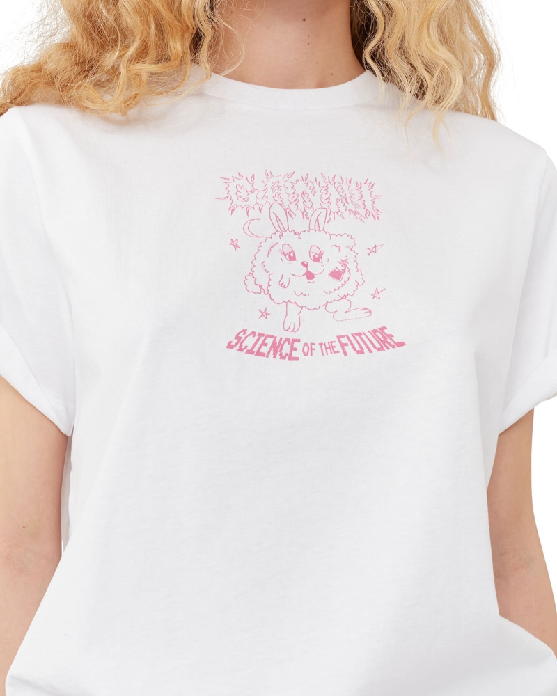 GANNI Relaxed Bunny T-skjorte Bright White - Bilde 2