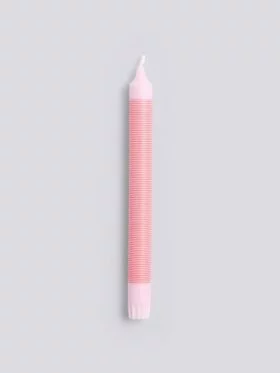 HAY Pattern Candle Stearinlys Pink & Red Thin Stripe