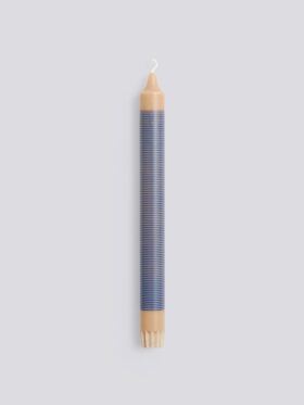 HAY Pattern Candle Stearinlys Sand & Blue Thin Stripe