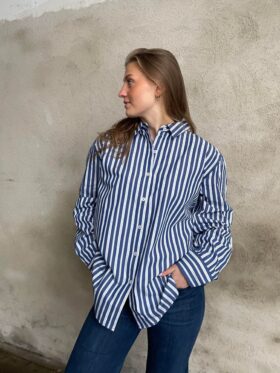 Once Untold Alvi Oversized Skjorte Blue Stripe