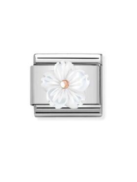 NOMINATION Natur Links Blomst Perlemor Rosegull Hvit