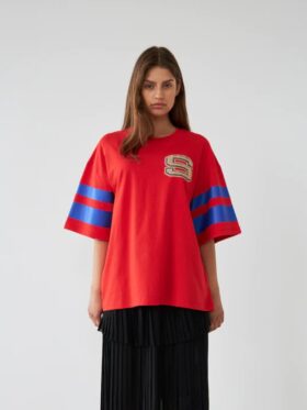 Stella Nova Oversized Cotton T-skjorte Chocking Red