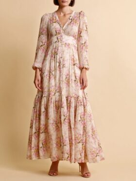 by TiMo Georgette Maxi kjole Vintage Lilies