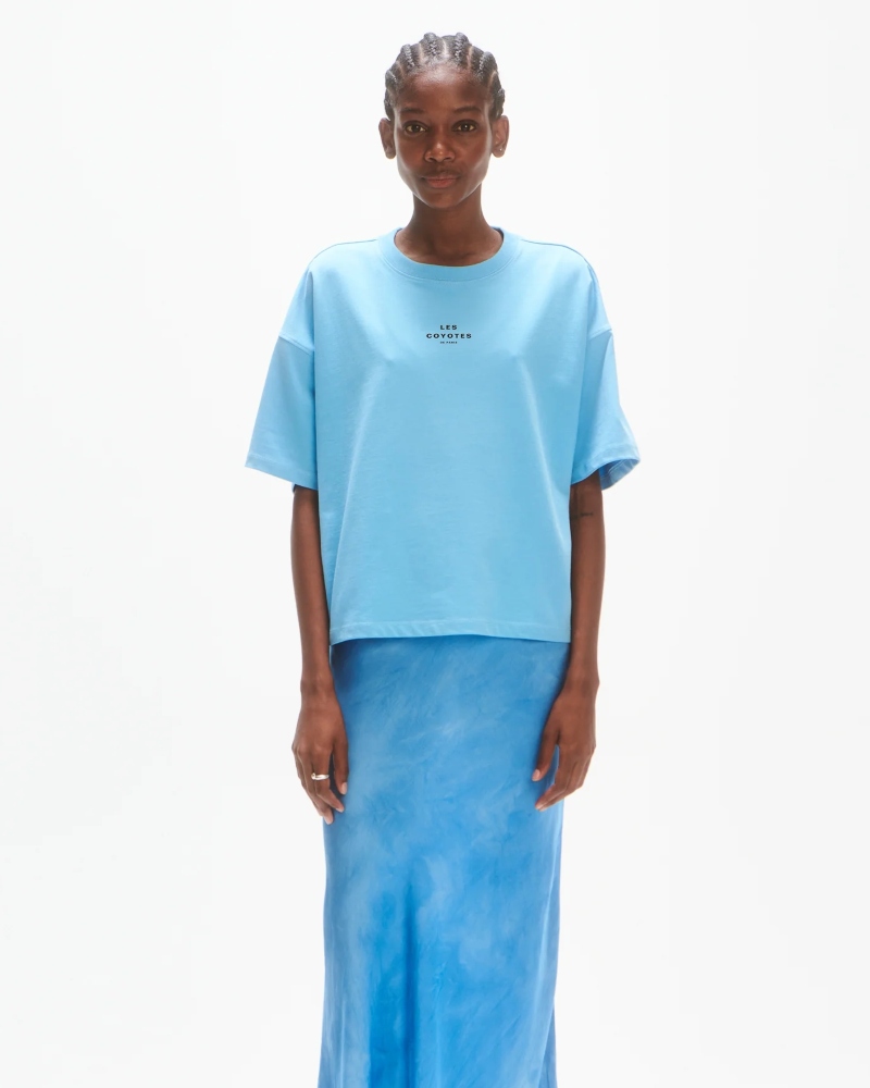 Les Coyotes De Paris Logo Boxy Fit T-skjorte Maya Blue
