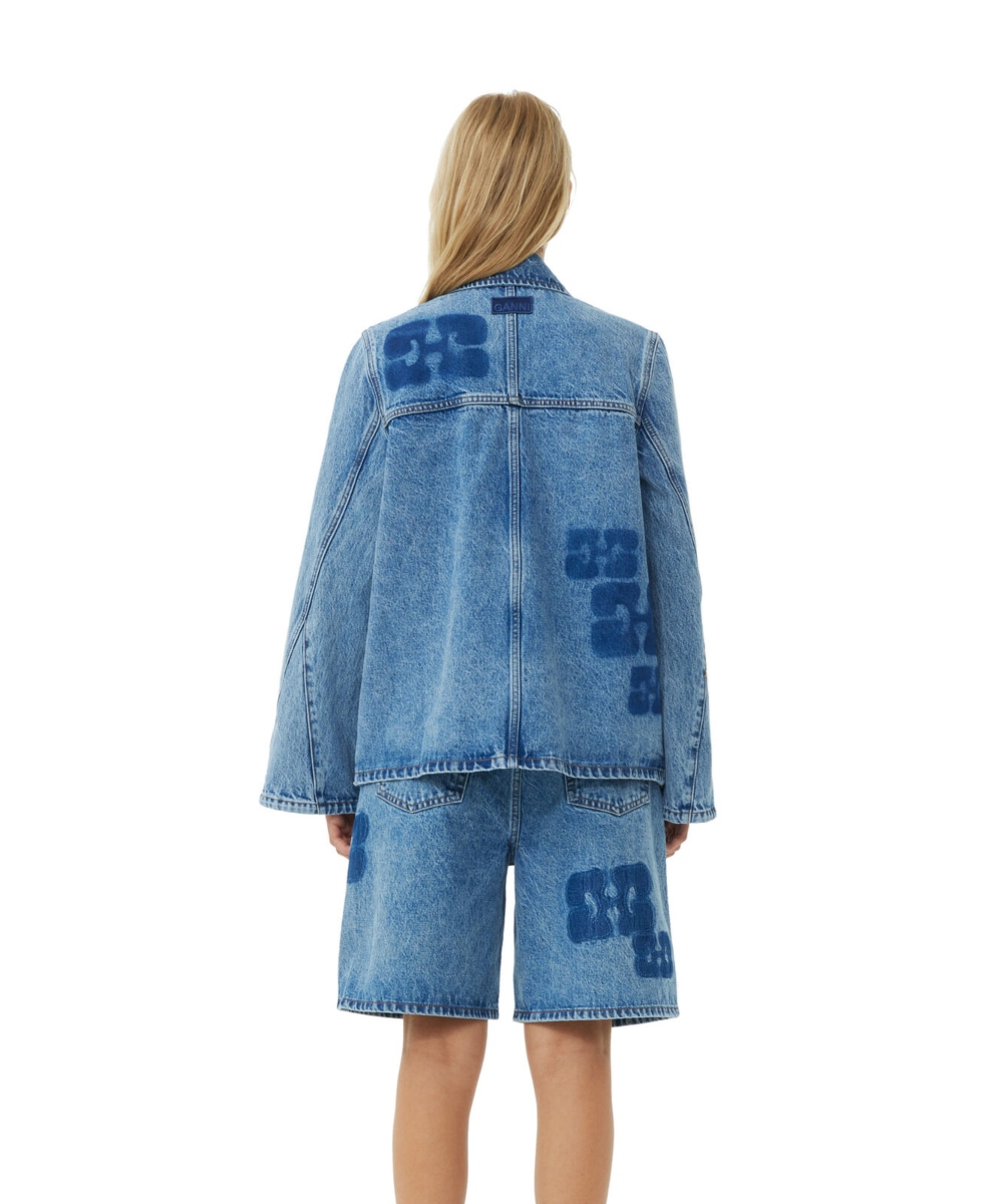 GANNI Patch Denim Jakke Mid Blue Stone - Bilde 2