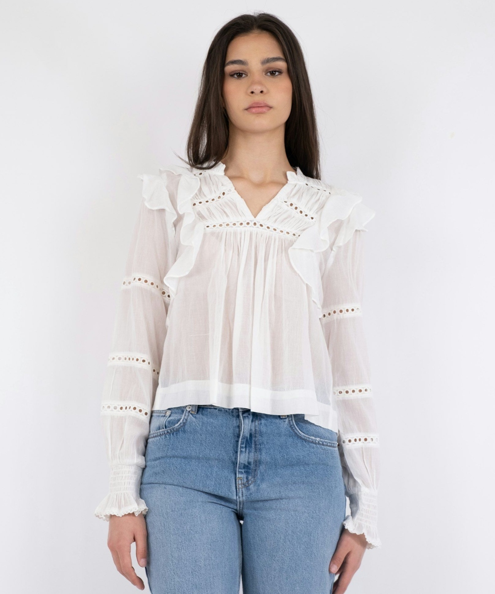 Neo Noir Aurika S Voile Bluse Hvit