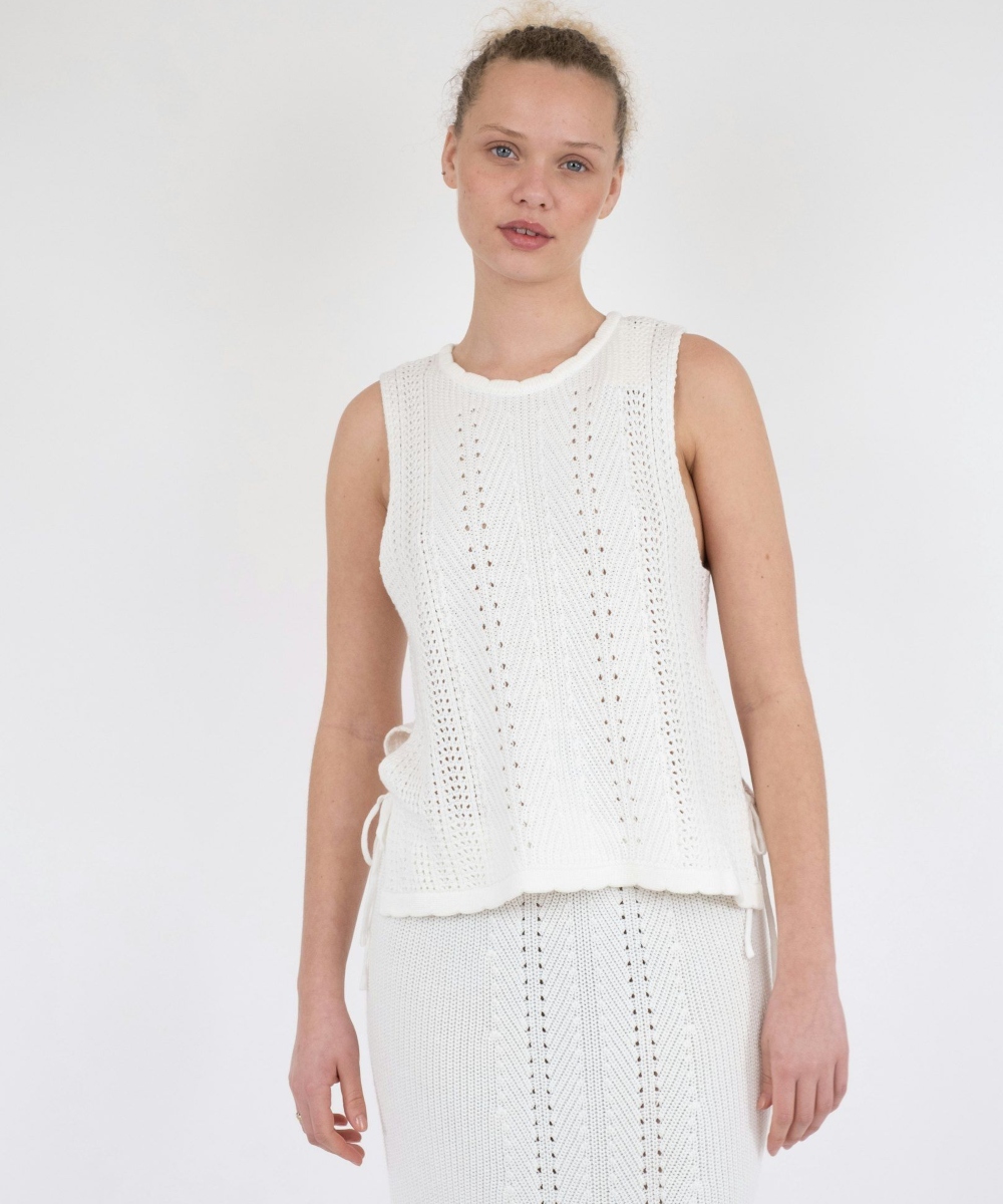 Neo Noir Aritza Crochet Knit Topp Hvit