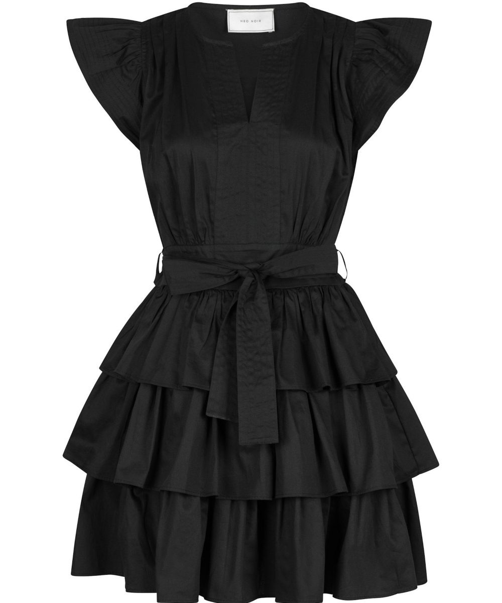Neo Noir Lia Cotton Satin Kjole Sort