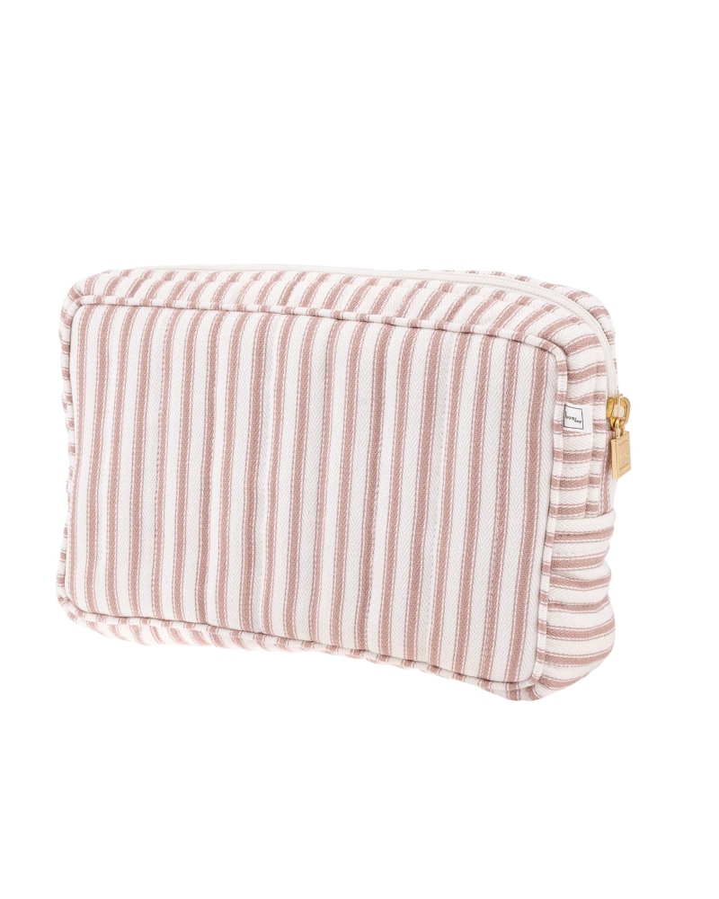 Bon Dep Pouch Small Ticking Stripe Toalettmappe Dusty Pink