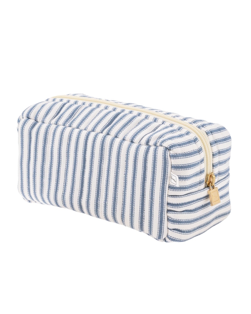 Bon Dep Pouch XS Square Ticking Stripe Toalettmappe Blue