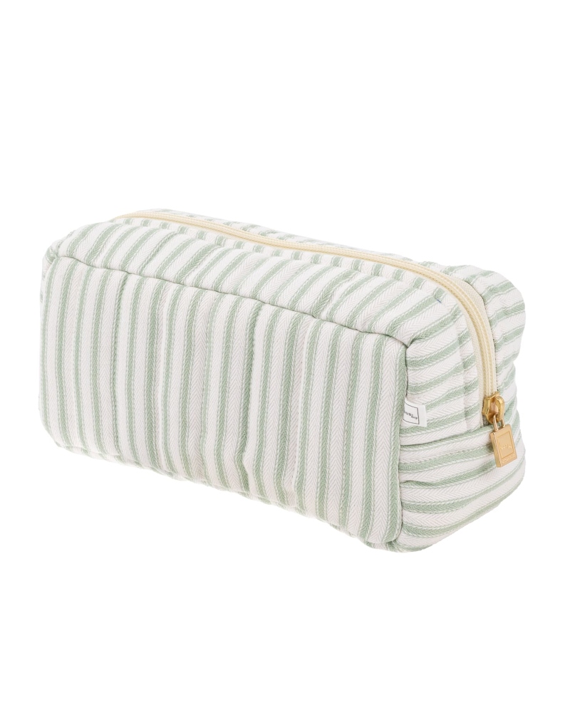 Bon Dep Pouch XS Square Ticking Toalettmappe Dusty Green